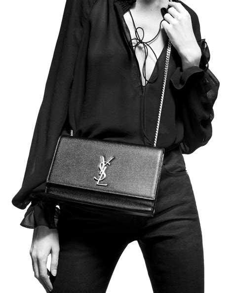 ysl black logo kate|SAINT LAURENT Grain De Poudre Medium Classic Monogram .